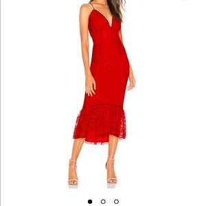 Lovers + Friends Evening Bloom Midi Dress in Red